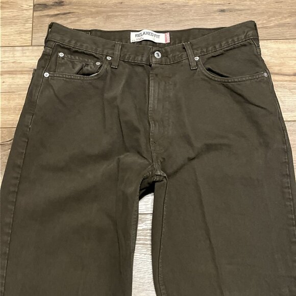 Men's Levis 550 Relaxed Fit Denim Jeans SZ 36x34 Dark Green Modern Red Tab - Picture 2 of 14